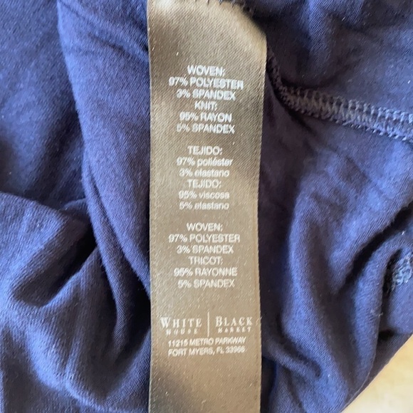 White House Black Market Navy Drape-Front Long Sleeve Blouse Size Medium - Picture 6 of 10